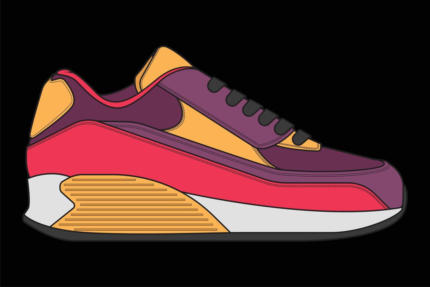 vector sneakers schoenen voor opleiding, hardloopschoen vectorillustratie. sportschoenen kleur vol.