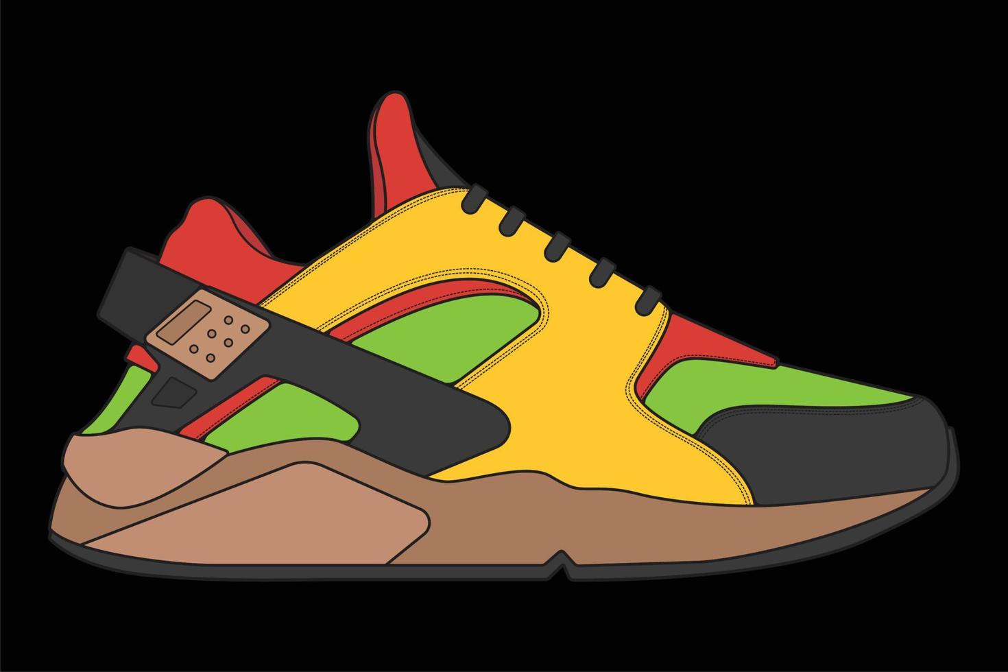 vector sneakers schoenen voor opleiding, hardloopschoen vectorillustratie. sportschoenen kleur vol.