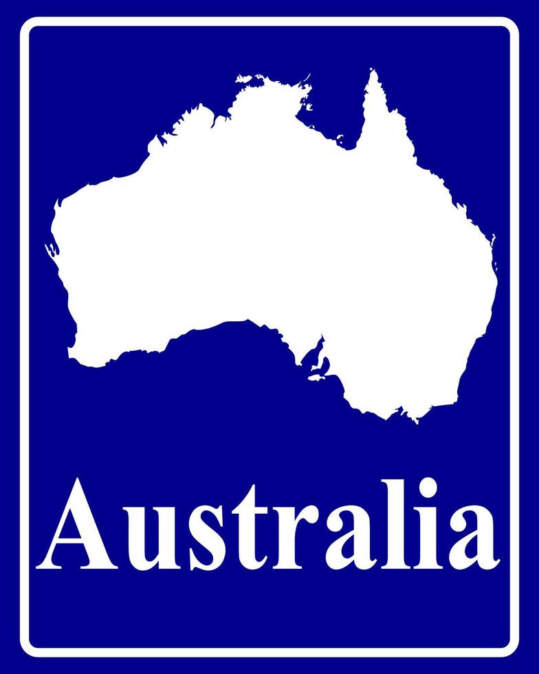 teken als een witte silhouetkaart van australië vector
