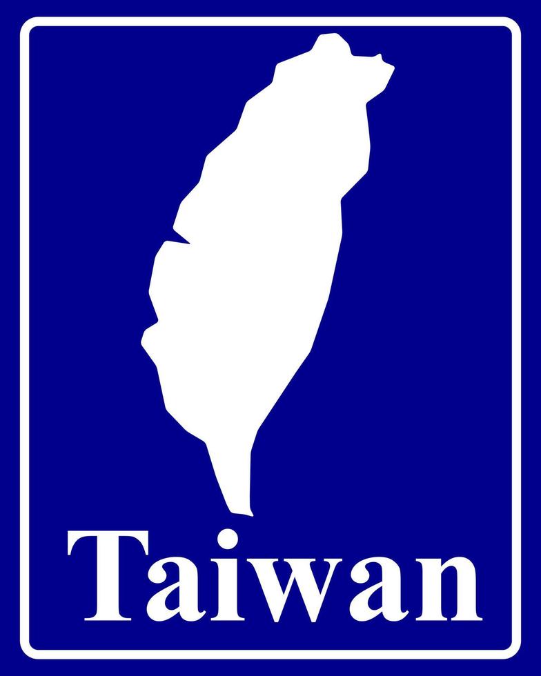 teken als een witte silhouetkaart van Taiwan vector