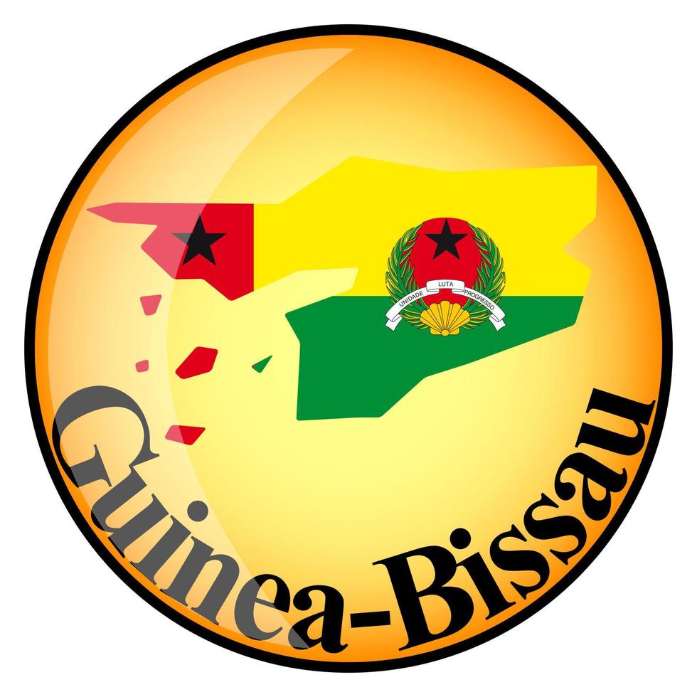 oranje knop met de afbeeldingskaarten van guinea-bissau vector