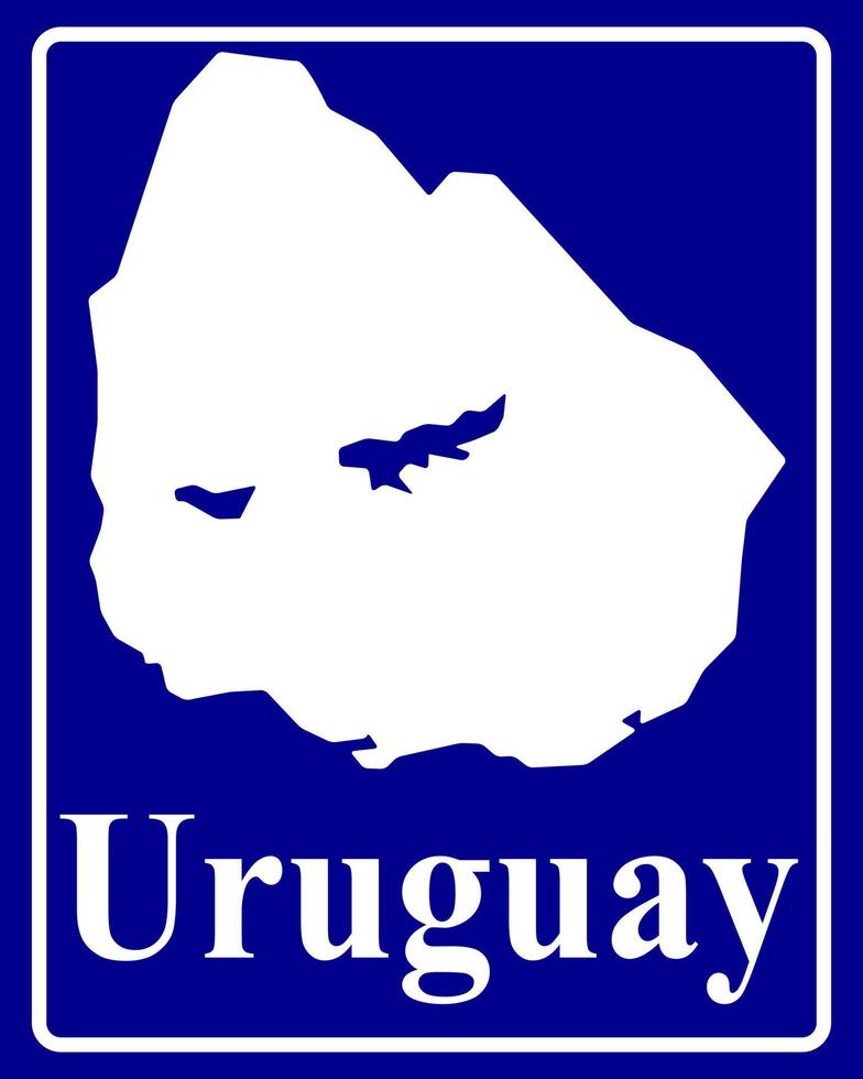 teken als een witte silhouetkaart van uruguay vector