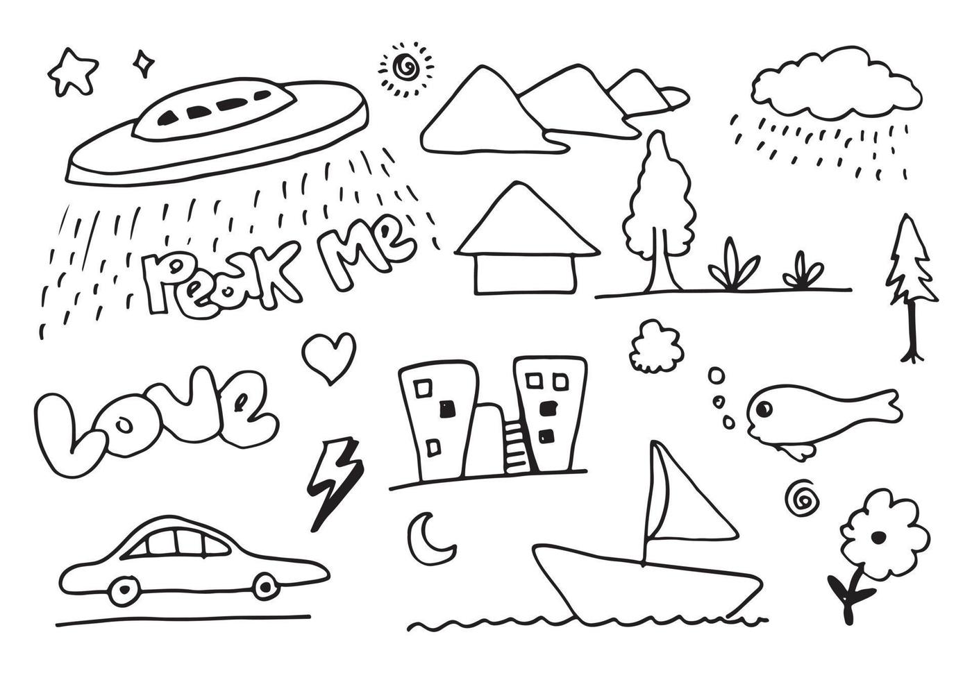 collectie set handgetekende doodle schattige illustratie - vector eps 10