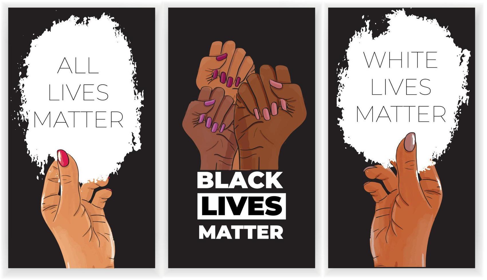 stoppen met racisme. black lives matter. Afro-Amerikaanse arm gebaar. anti discriminatie, hulp bij het bestrijden van racisme poster, tolerantie acceptatie banner. mensen gelijkheid sjabloon vector stock illustratie.