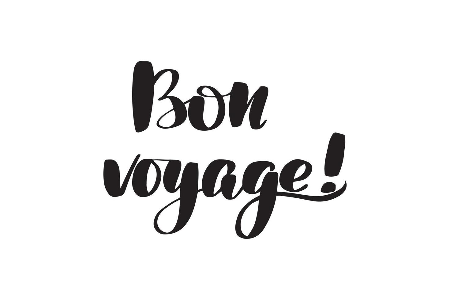 inspirerende handgeschreven borstel belettering bon voyage. vector kalligrafie illustratie geïsoleerd op een witte achtergrond. typografie voor banners, badges, ansichtkaarten, tshirts, prenten, posters.