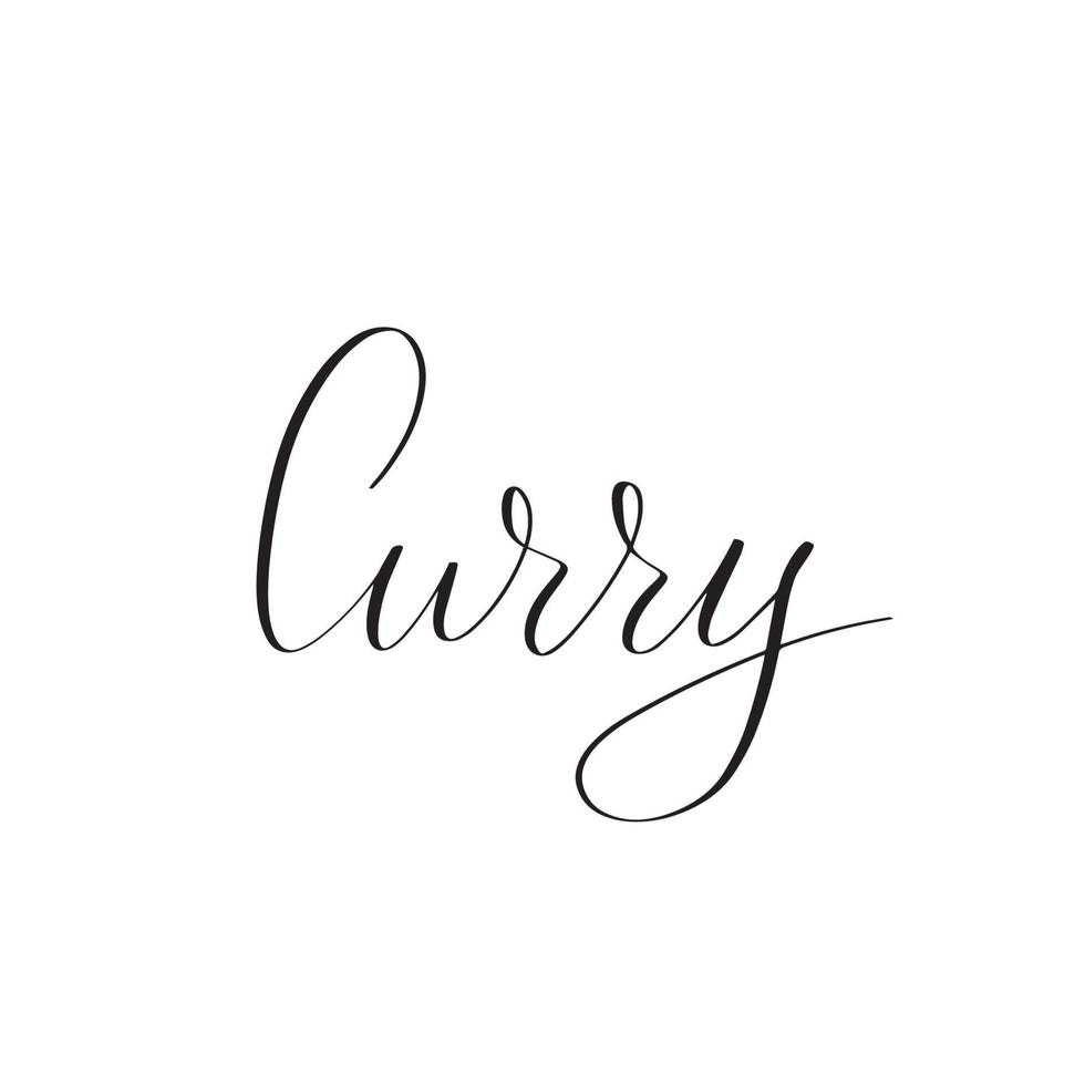 inspirerende handgeschreven borstel belettering curry. vector kalligrafie illustratie geïsoleerd op een witte achtergrond. typografie voor banners, badges, ansichtkaarten, tshirts, prenten, posters.