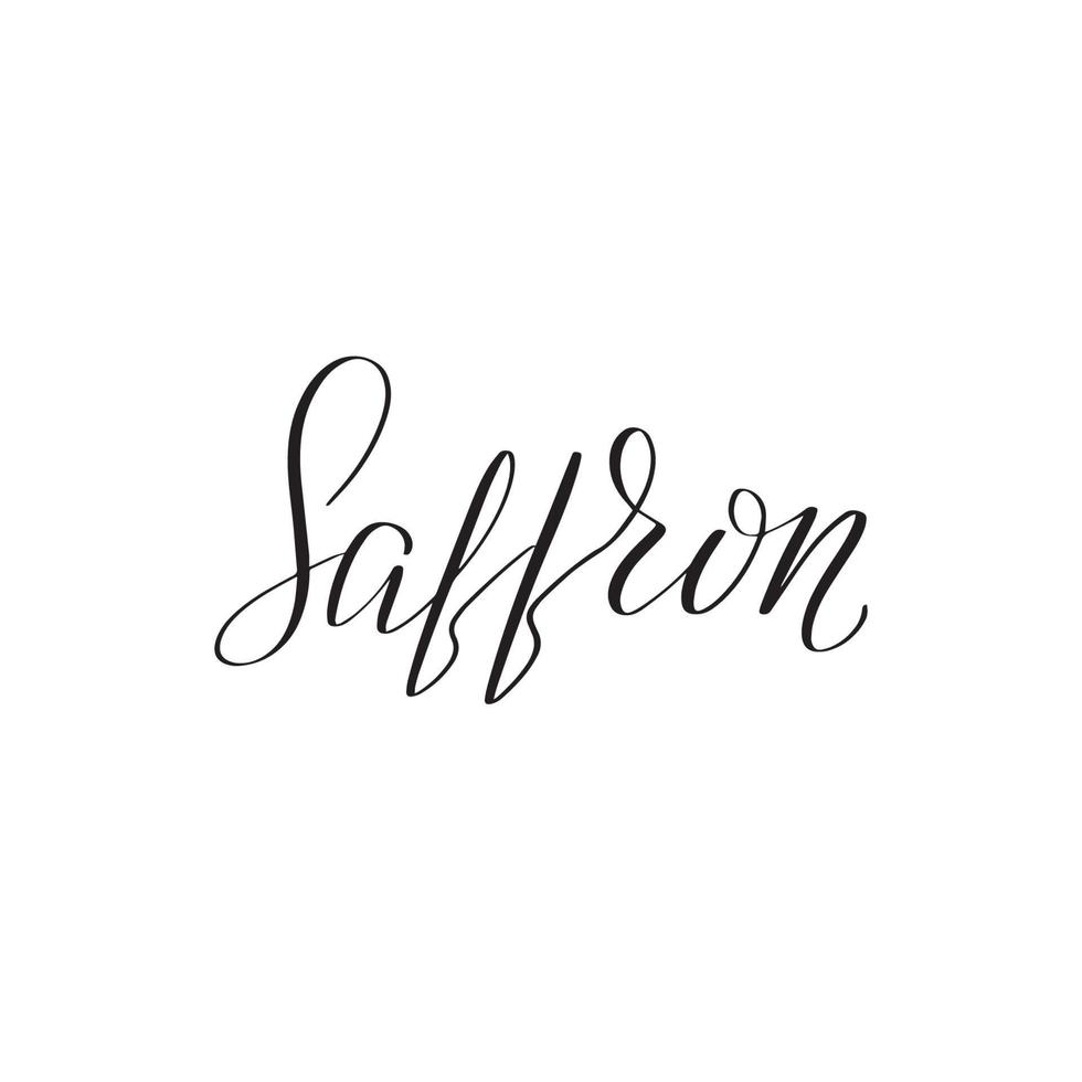 inspirerende handgeschreven borstel belettering saffraan. vector kalligrafie illustratie geïsoleerd op een witte achtergrond. typografie voor banners, badges, ansichtkaarten, tshirts, prenten, posters.