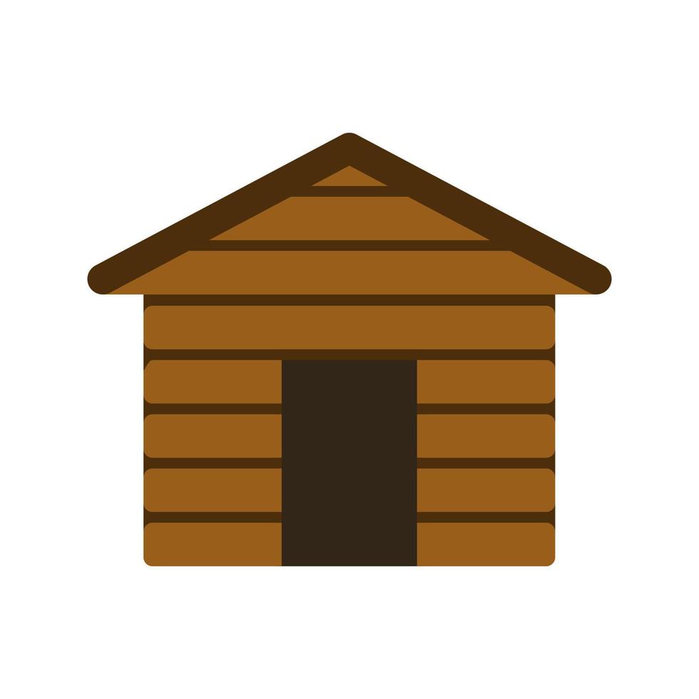 houten hut plat veelkleurig pictogram vector