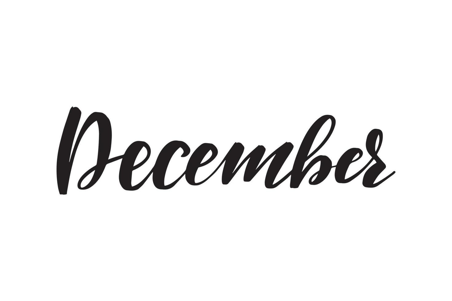 inspirerende handgeschreven borstel belettering december. vector kalligrafie illustratie geïsoleerd op een witte achtergrond. typografie voor banners, badges, ansichtkaarten, tshirts, prenten, posters.