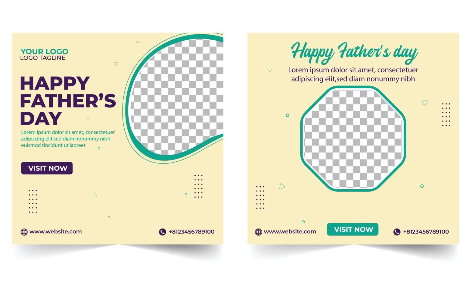 happy vaders dag social media post design, gebroken witte kleur vaderdag social media post banner met afbeelding placeholder vector