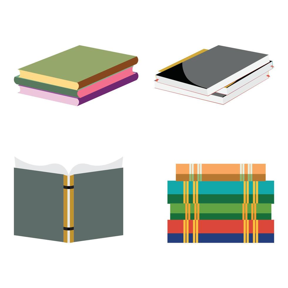 veelkleurige boeken illustratie ontwerpelementen, boeken vectorillustratie, veelkleurige boeken, elementen, kantoor, school, student, leraar, onderwijs, universiteit, leren. vector