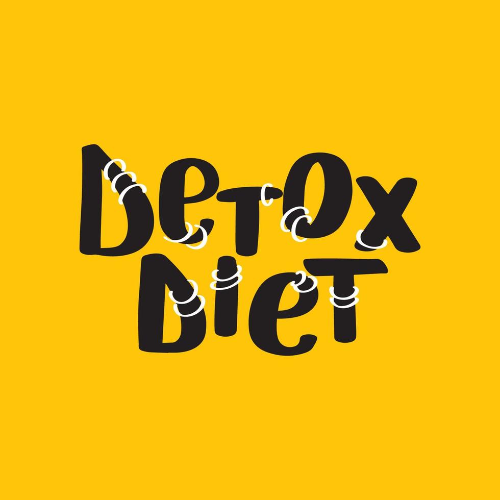 inspirerende handgeschreven borstel belettering detox dieet. vector kalligrafie illustratie geïsoleerd op een witte achtergrond. typografie voor banners, badges, ansichtkaarten, tshirts, prenten, posters.