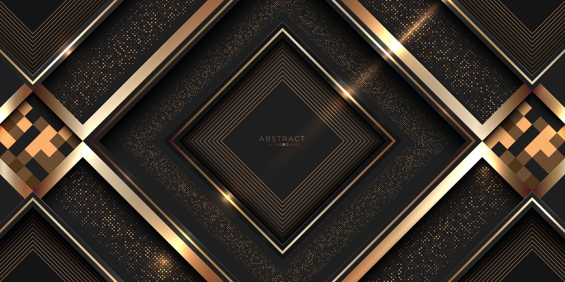 luxe zwarte en gouden award achtergrond met gouden vierkant en halftonen vector