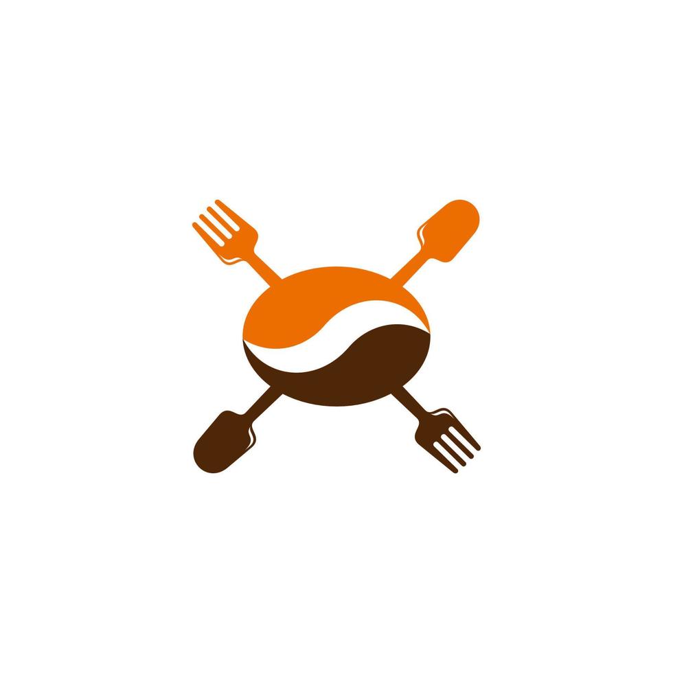 koffieboon lepel vork voedsel ontwerp symbool logo vector