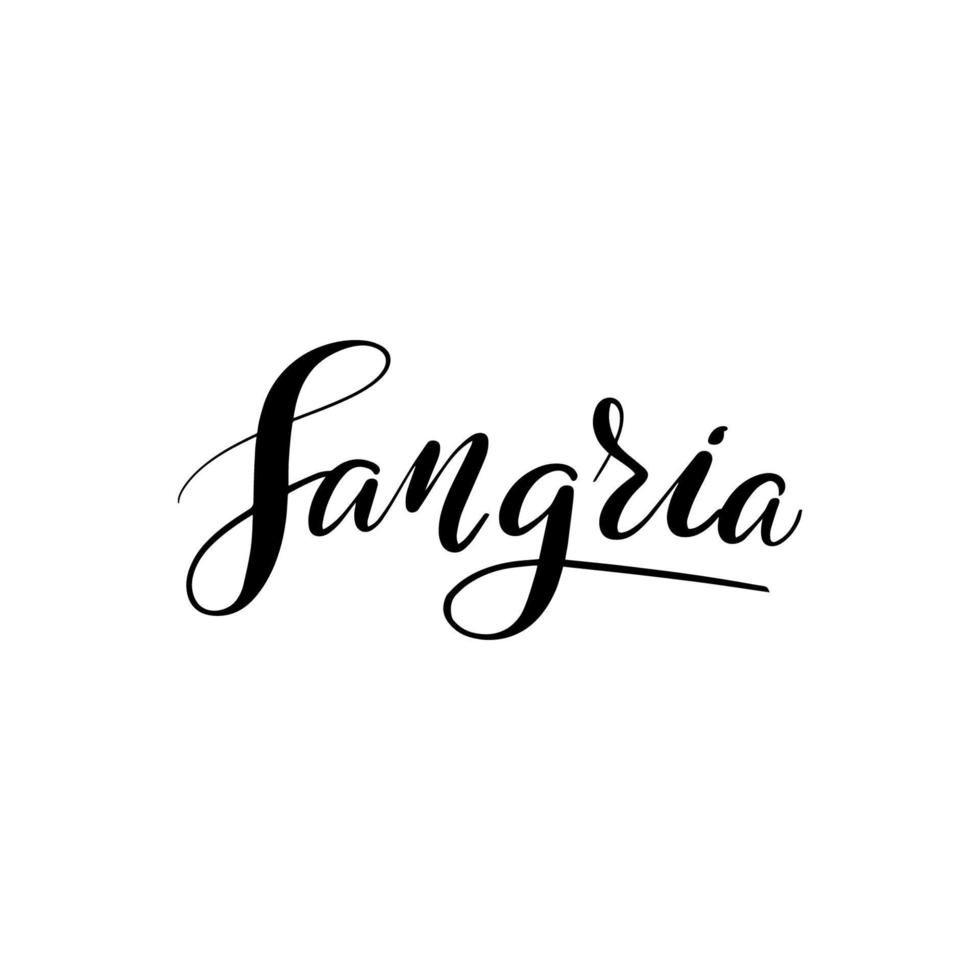 inspirerende handgeschreven borstel belettering sangria. vector kalligrafie illustratie geïsoleerd op een witte achtergrond. typografie voor banners, badges, ansichtkaarten, tshirts, prenten, posters.