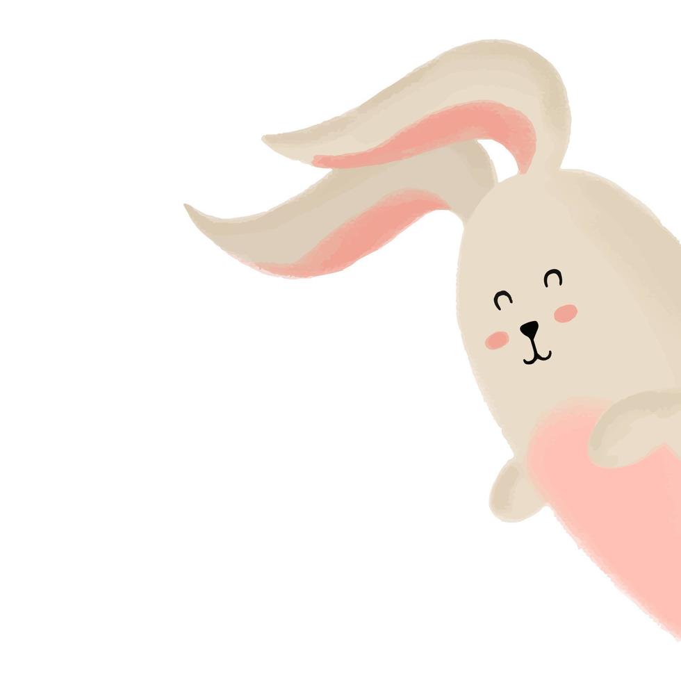 met de hand getekende illustratie van een schattig konijn, konijntje, vector