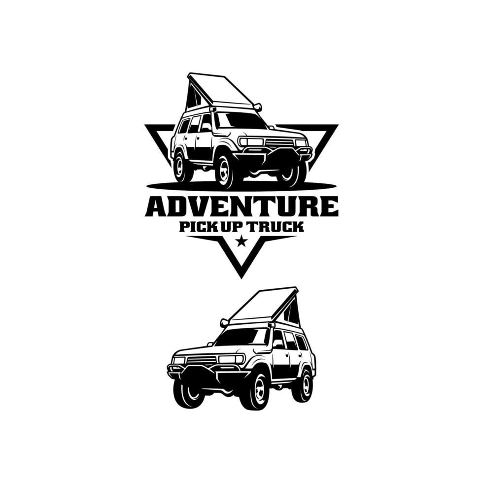 off-road camper auto met pop-up tent logo vector