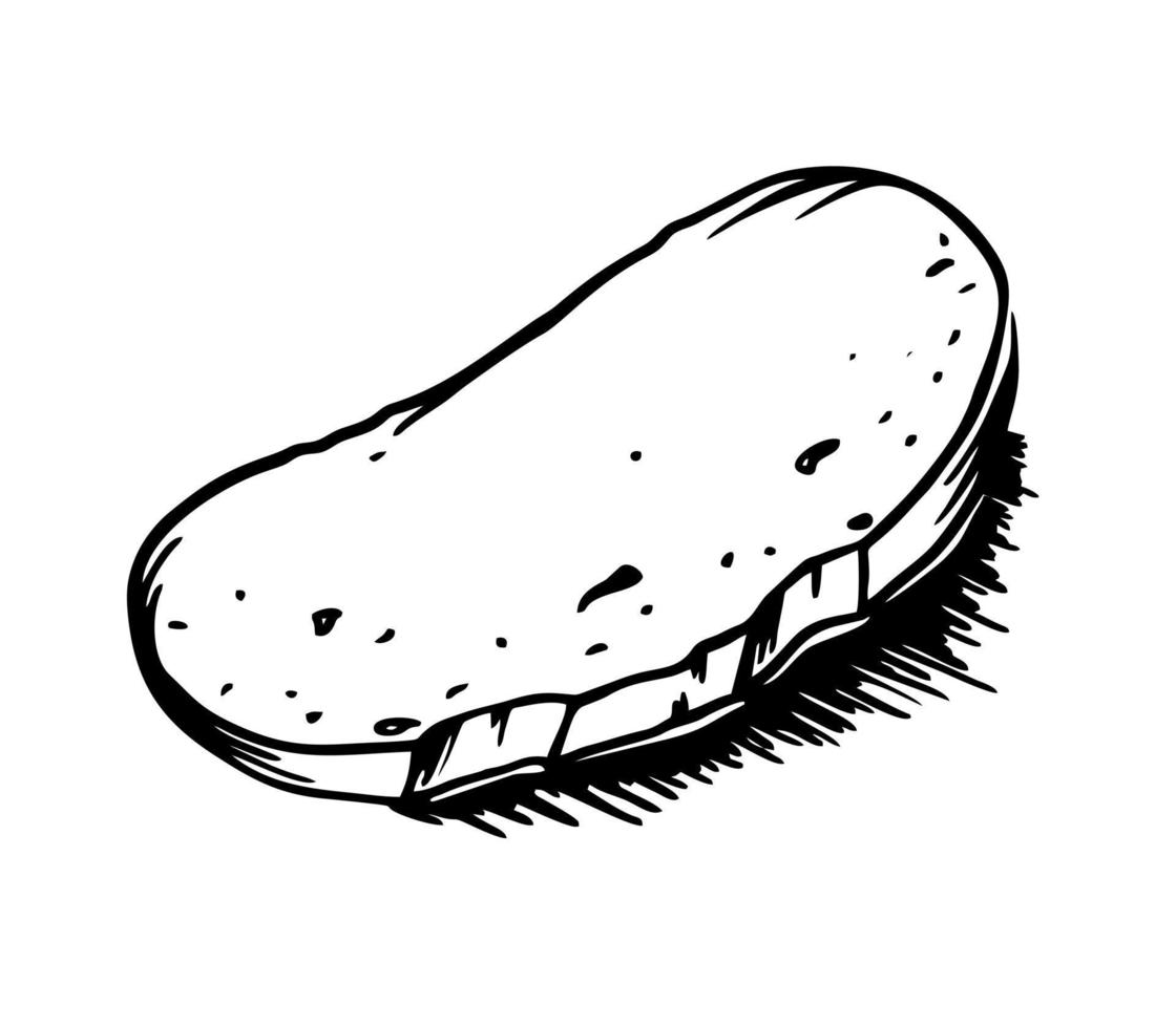 toast is een handgetekende vectorschets van het bakkerijelement van doodles. voor café- en bakkerijmenu's vector