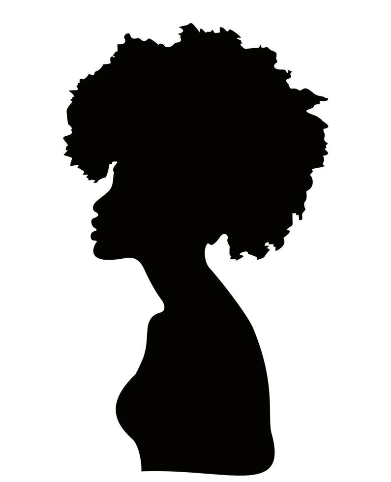 portret van Afrikaanse vrouwen, donkere huid vrouwelijk gezicht met afro haar krullend afro kapsel concept vector