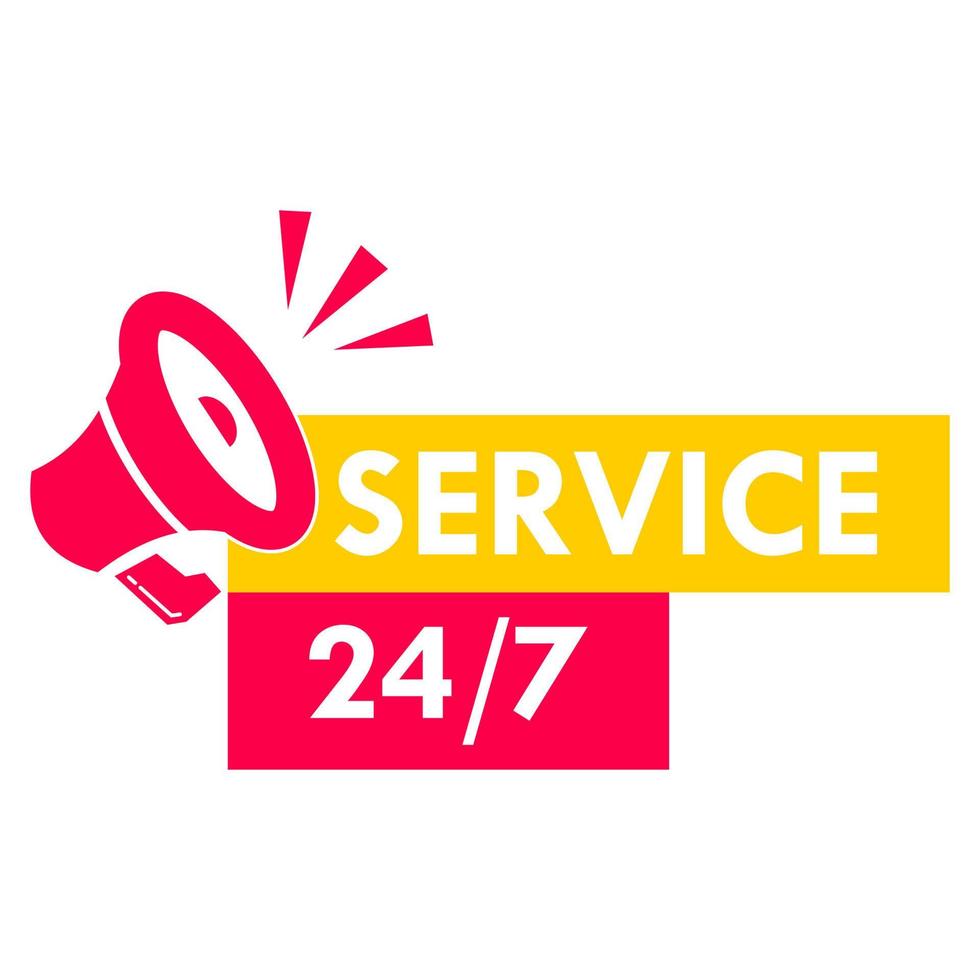 platte rode 24 per 7 service logo sjabloon illustratie. vector