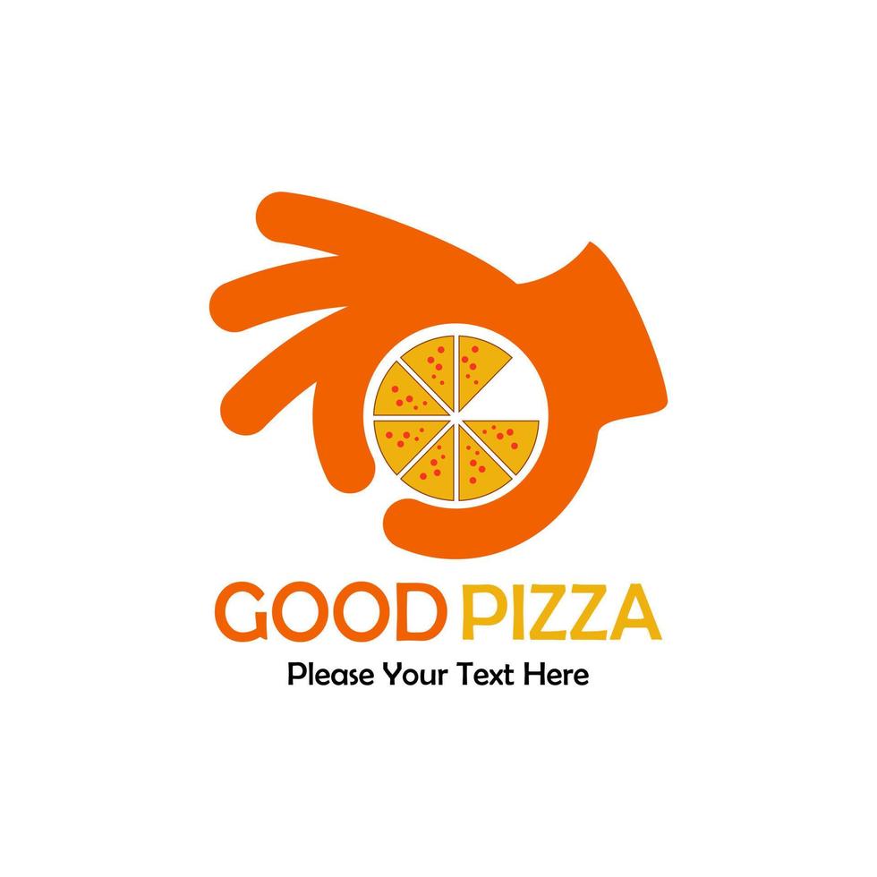 goed pizza-logo, hand met pizza-ontwerpsjabloonillustratie vector