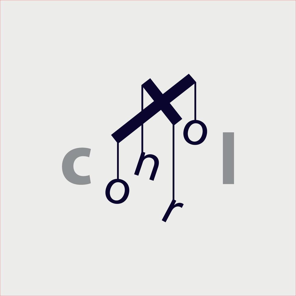 typografie logo met controle letter op en r gecontroleerd door letter t vector
