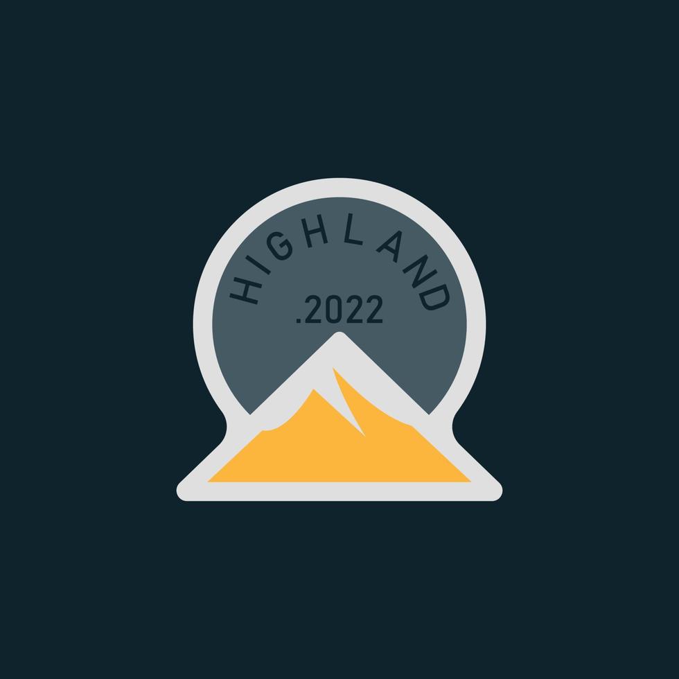 highland-logo-ontwerp met afbeelding van een berg of heuvel vector