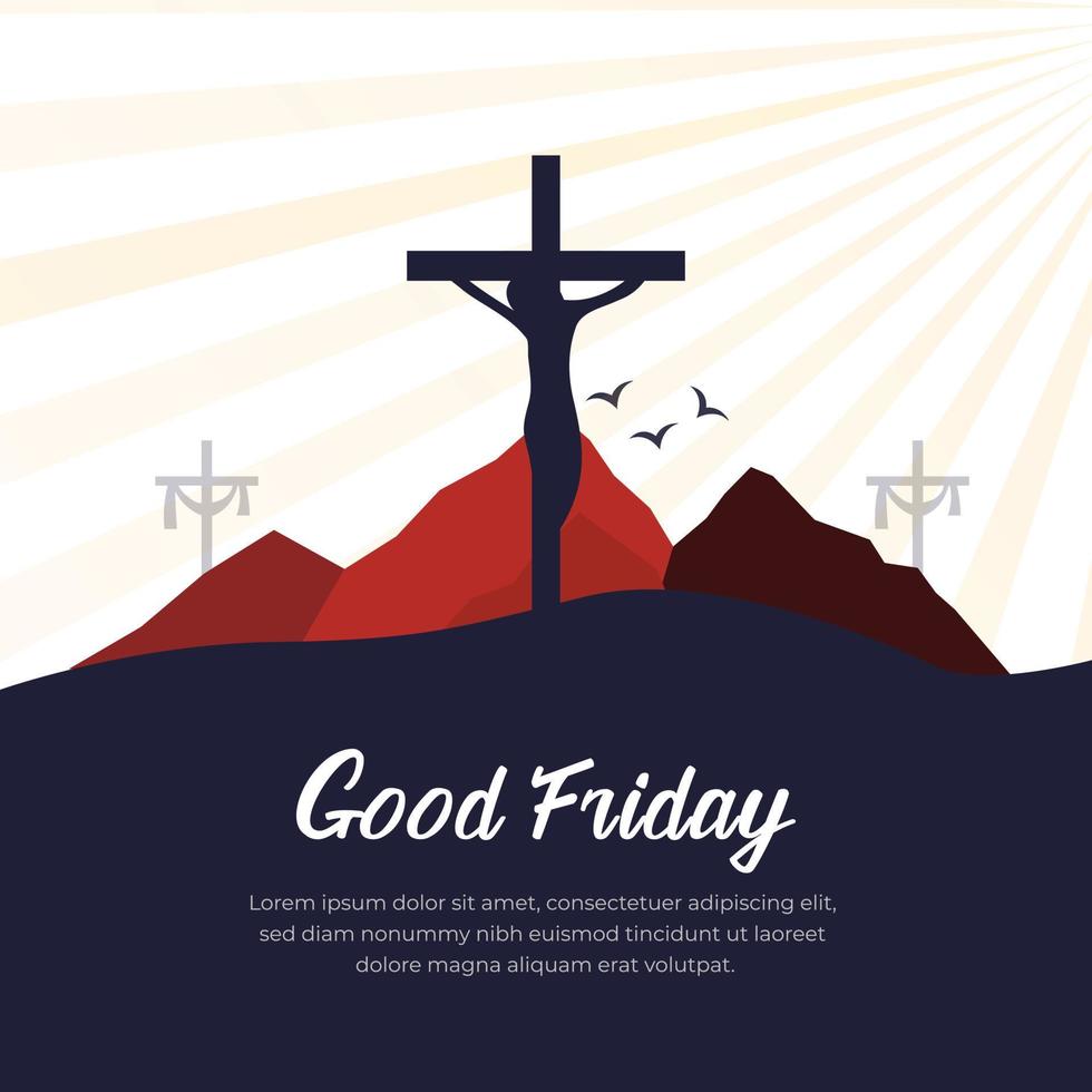 goede vrijdag christelijke religieuze gelegenheid met Jezus kruis vectorillustratie voor poster achtergrond sociale media post groeten banners logo symbool elementen en print vector