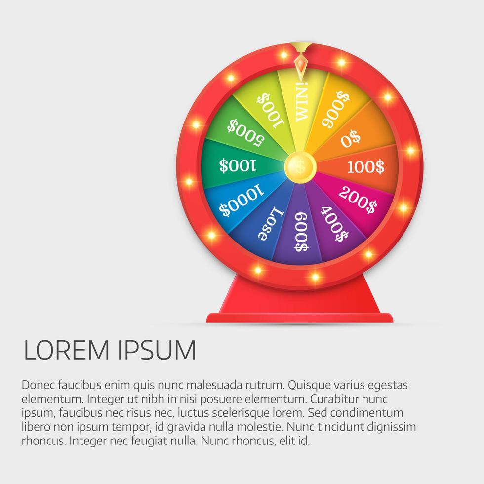 fortuin spinnewiel. gokconcept, win jackpot in casinoillustratie vector