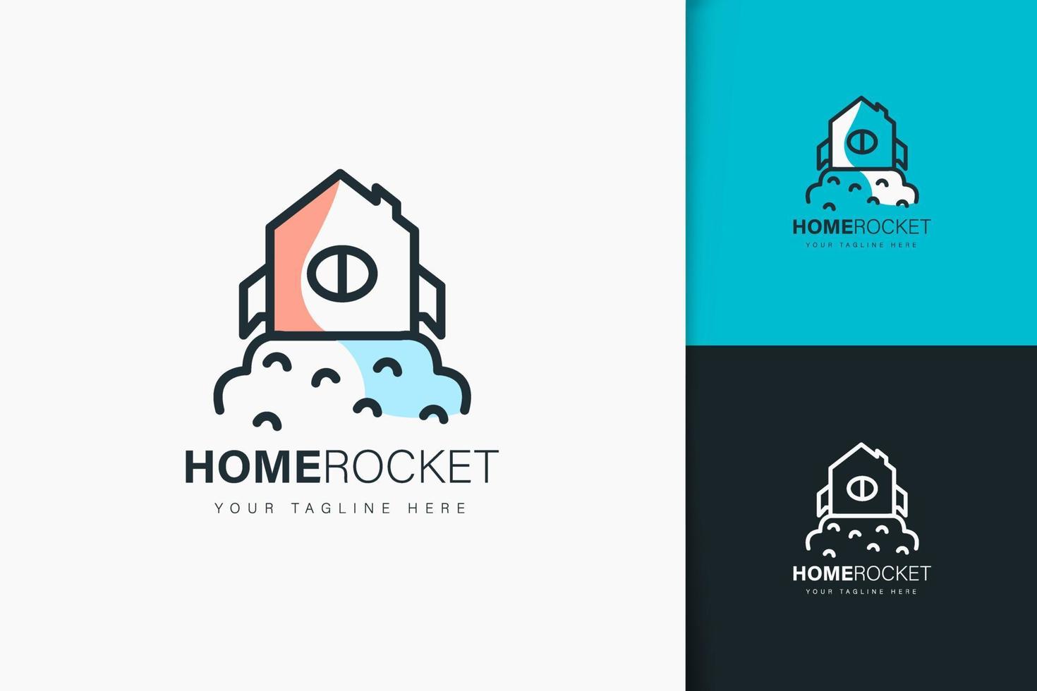 home raket logo ontwerp lineaire stijl vector