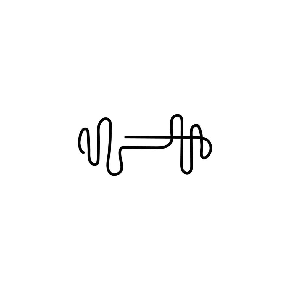 countinues lijn fitness gym logo ontwerpsjabloon. barbell en halter icoon. vector kunst illustratie