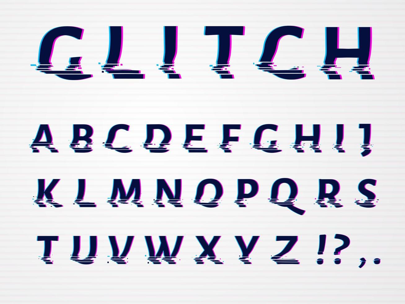 vector vervormd glitch-lettertype.