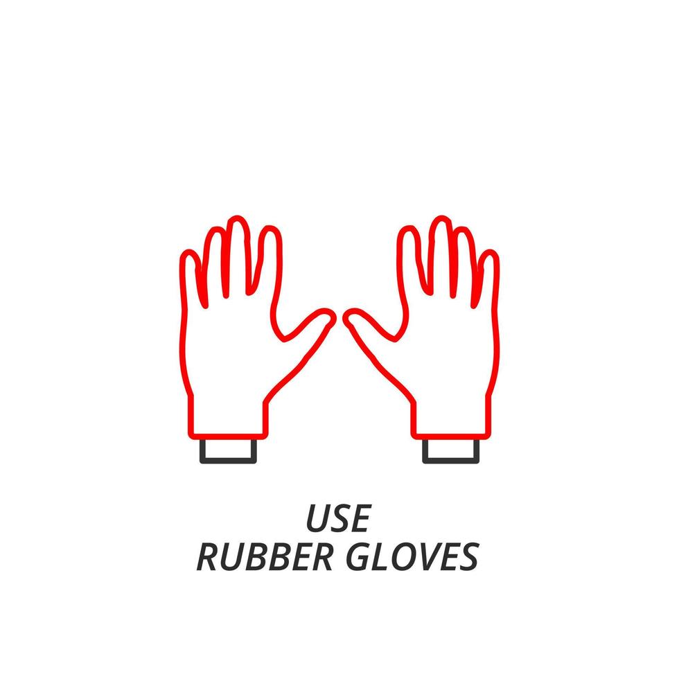 gebruik rubberen handschoenen pictogram vector. draag handschoenen pictogram vector lijnstijl
