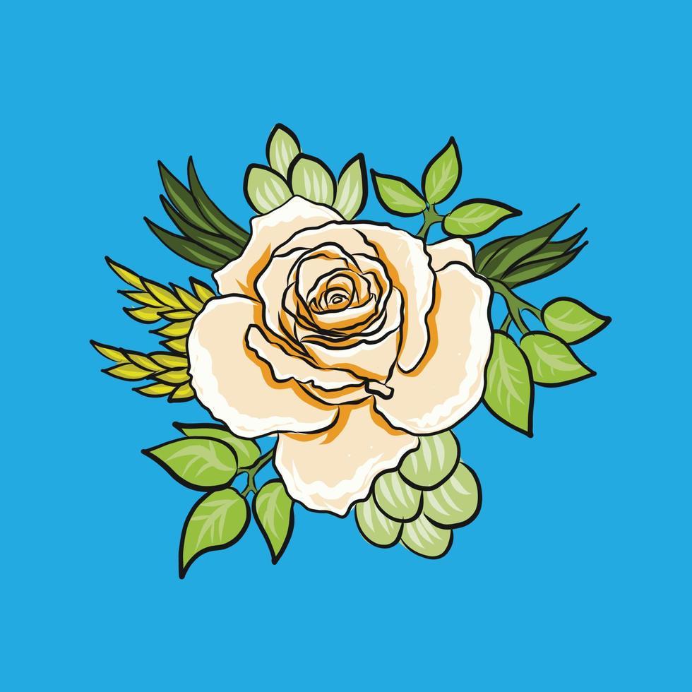 mooie witte roze bloem. vector illustratie