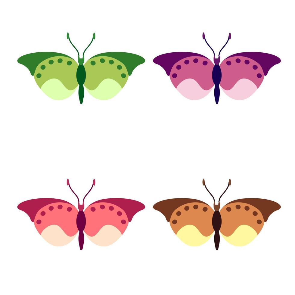 vector collectie, kleurrijke vlinder insecten. decoratief ontwerp. isometrische, vlakke stijl.