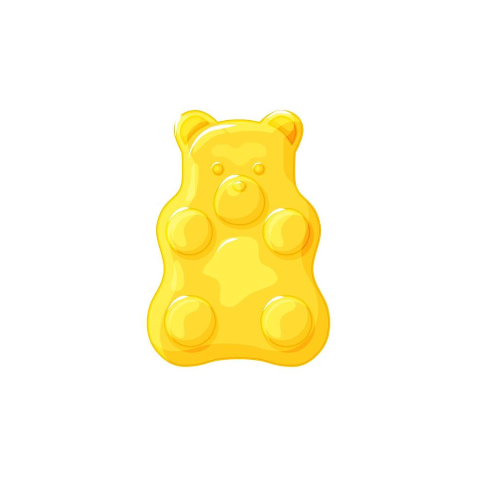 gele gelei beer op een witte geïsoleerde achtergrond. gummy gezonde snoepjes. vector cartoon illustratie