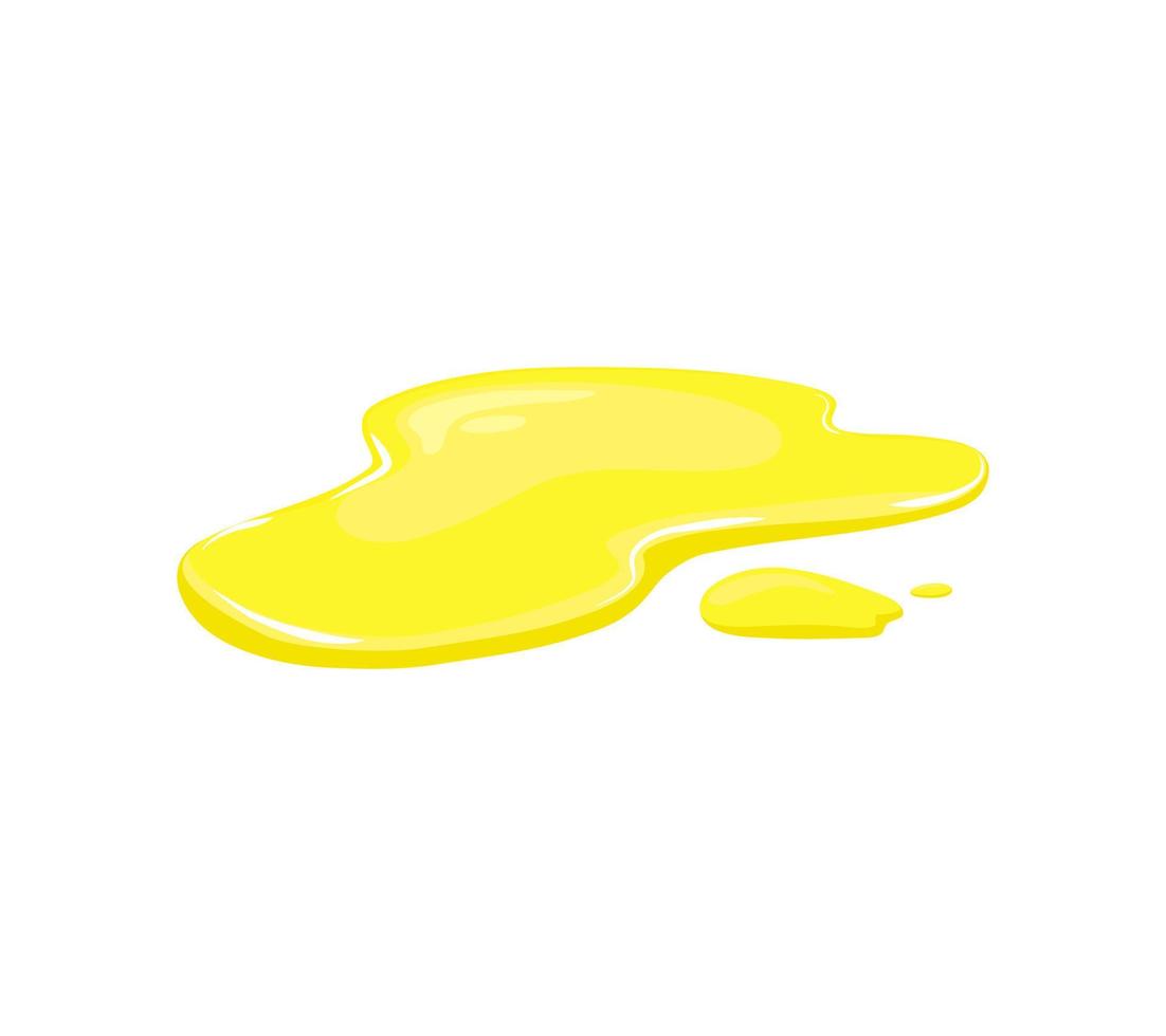 gele vloeistof. plas sap, plantaardige olie of urine. morsen. cartoon vectorillustratie. vector