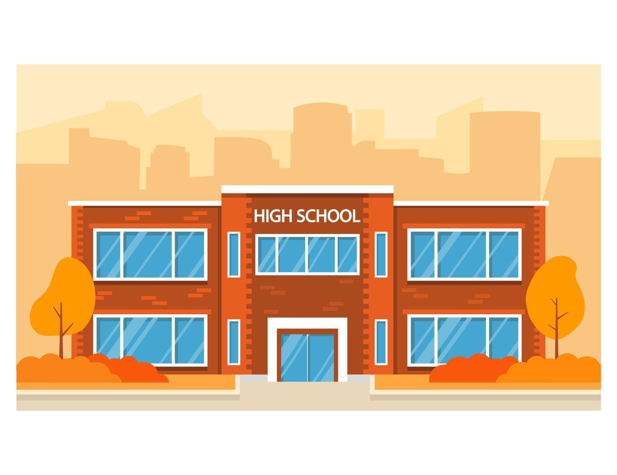 herfst middelbare school building.education background.vector vlakke afbeelding. vector