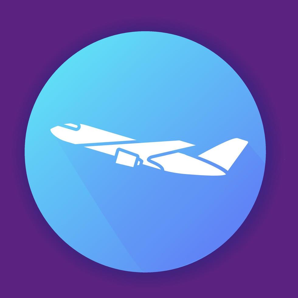 vliegende passagiersvliegtuig icon.line art vector illustration.isolated op een blauwe background.jet vliegtuigen zijaanzicht.symbol voor een mobiele applicatie of website.