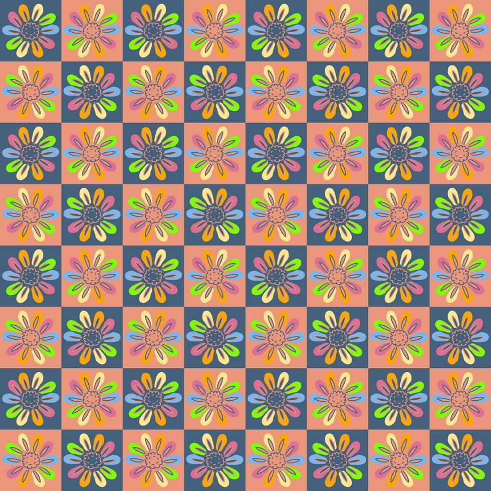 hippie esthetisch naadloos patroon met regenboog madeliefjebloemen. vector