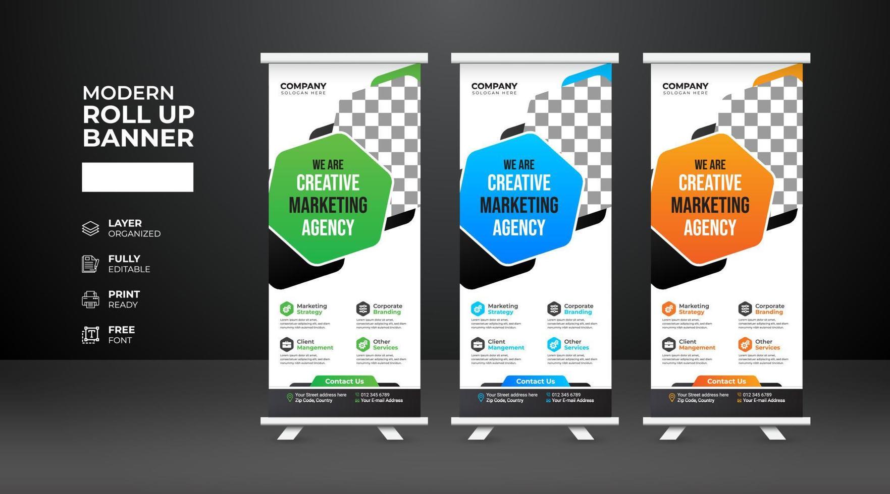 moderne en creatieve zakelijke roll-up bannersjabloon vector