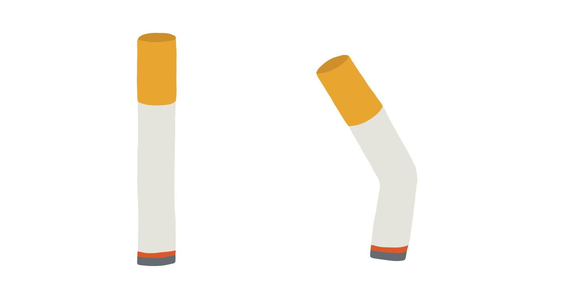 sigaret en witte achtergrond met tekening vector