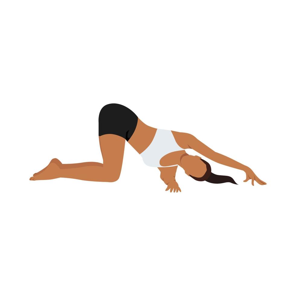 vrouw doet draad de naald pose pars balasana oefening. platte vectorillustratie geïsoleerd op een witte achtergrond vector