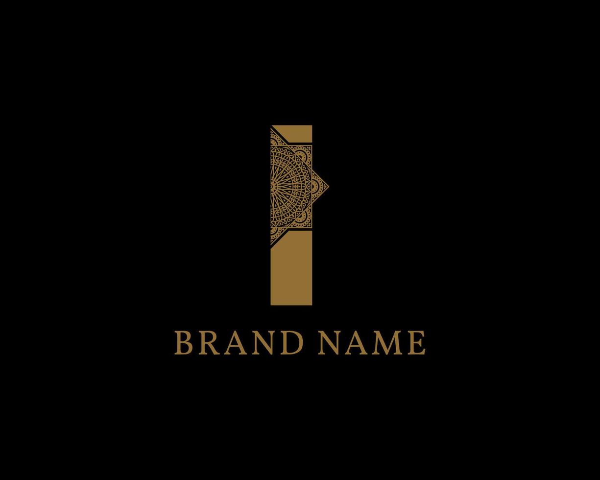letter i mandala koninklijk vintage decoratief logo vector