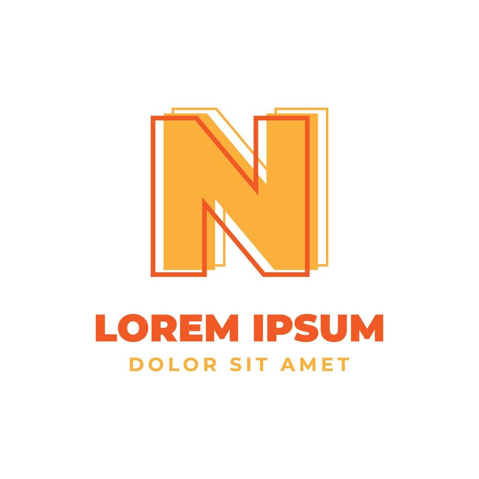 letter n trippy omtrek met frisse heldere kleuren alfabetisch vector logo ontwerpelement