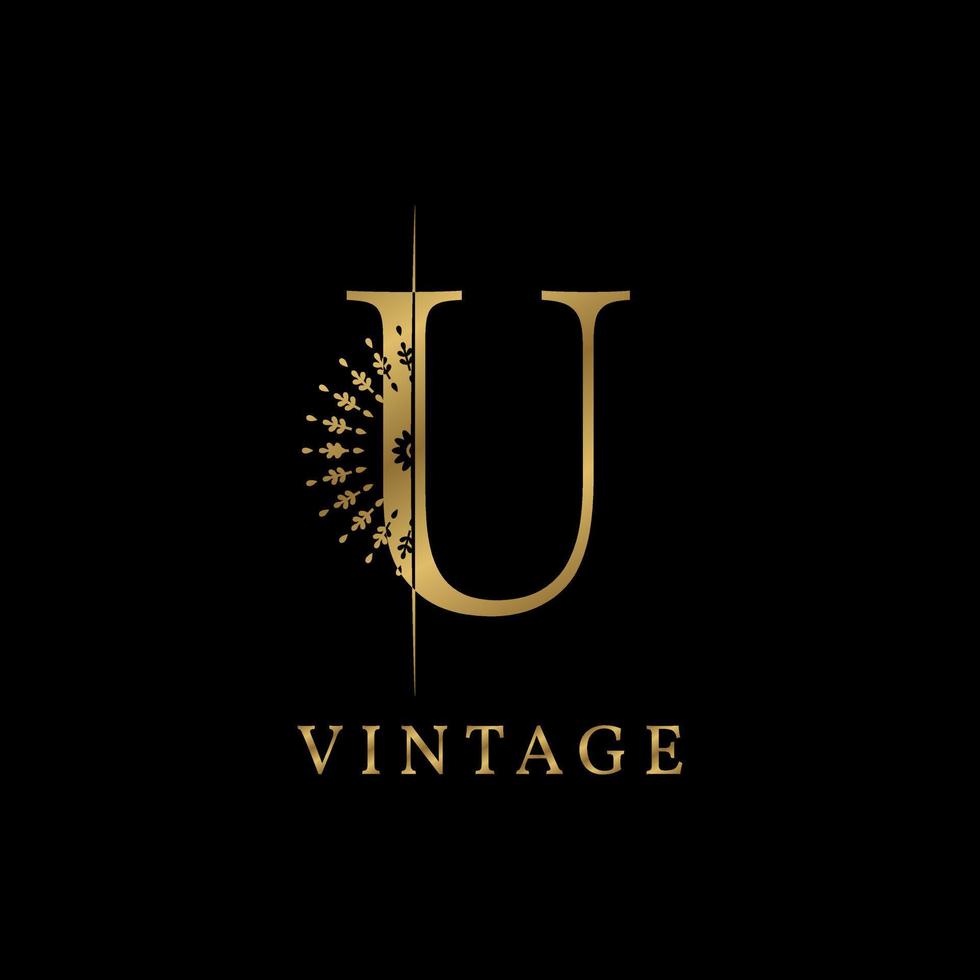 letter u decoratief gouden vintage vector