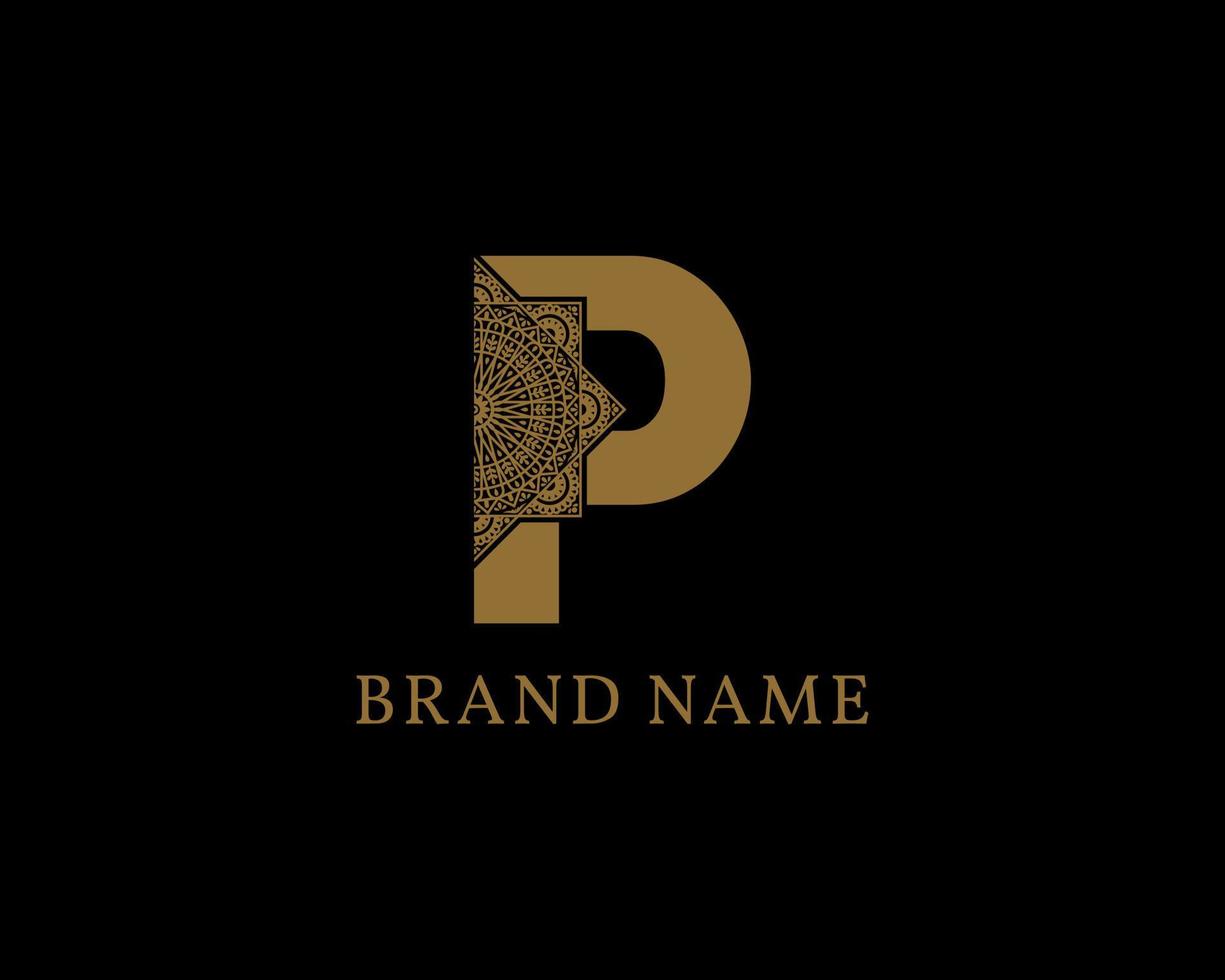 letter p mandala koninklijk vintage decoratief logo vector