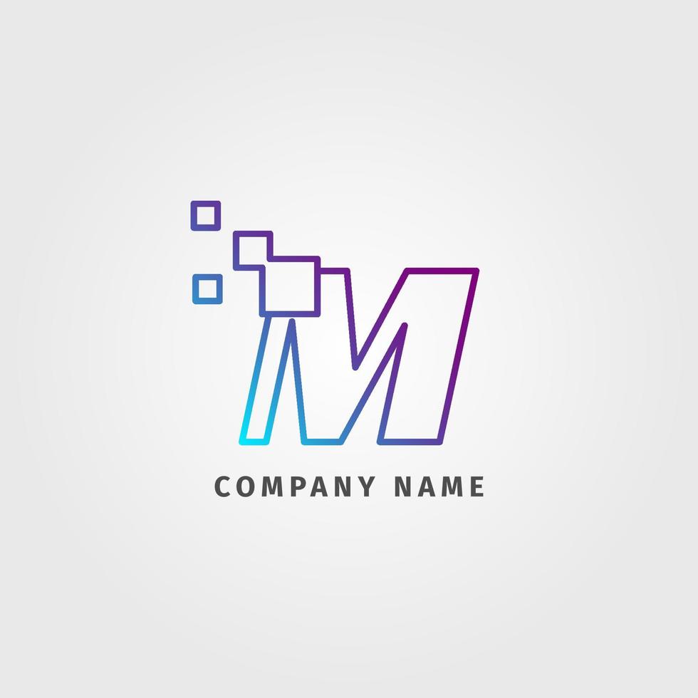 trendy logo letter m pixeldecoratie voor bedrijf voor digitale diensten vector