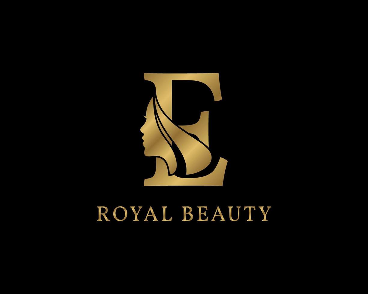 luxe letter e schoonheidsgezichtsversiering voor schoonheidsverzorgingslogo, personal branding-afbeelding, make-upartiest of een ander koninklijk merk en bedrijf vector