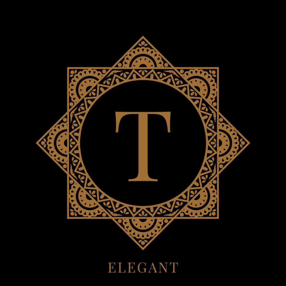 elegante letter t mandala logo sjabloon vector